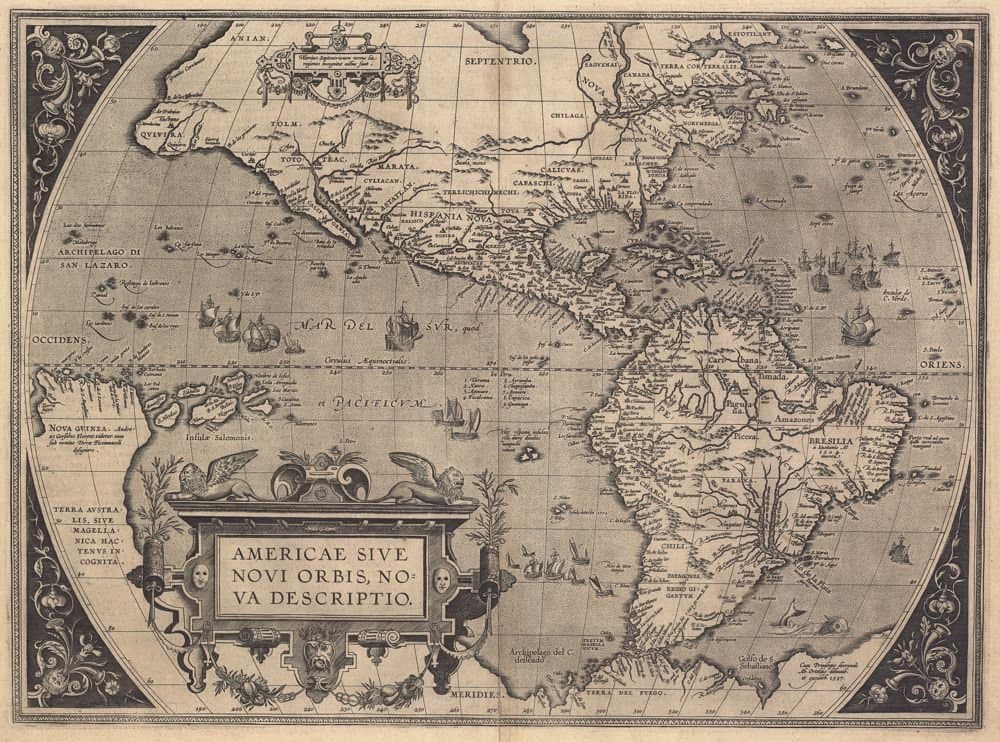 
              Americae sive novi orbis, nova descriptio
              Ab. Ortelius delineab. et excudeb. 1587
         ...
        