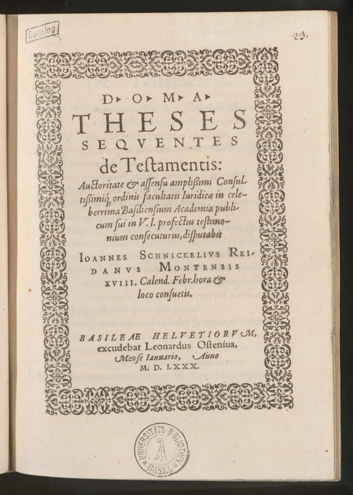 Theses sequentes de testamentis