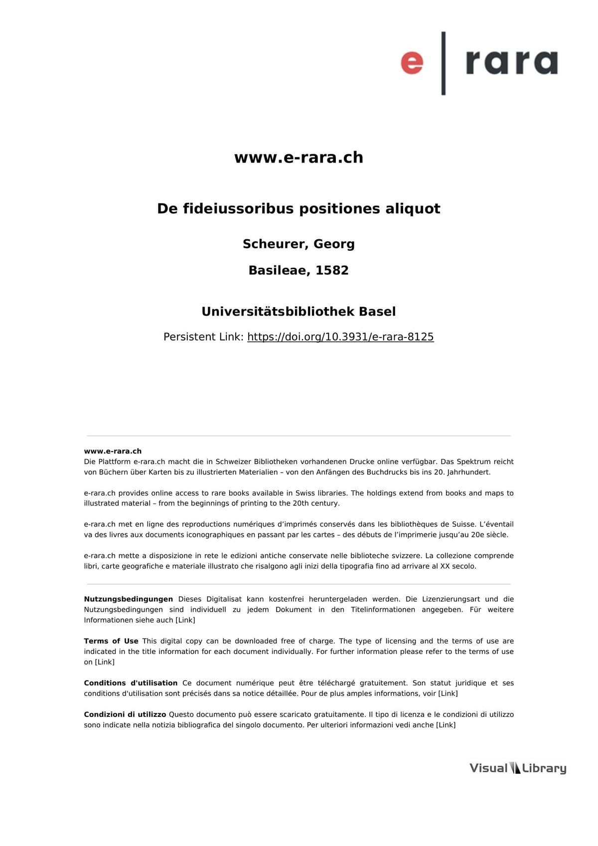 De fideiussoribus positiones aliquot