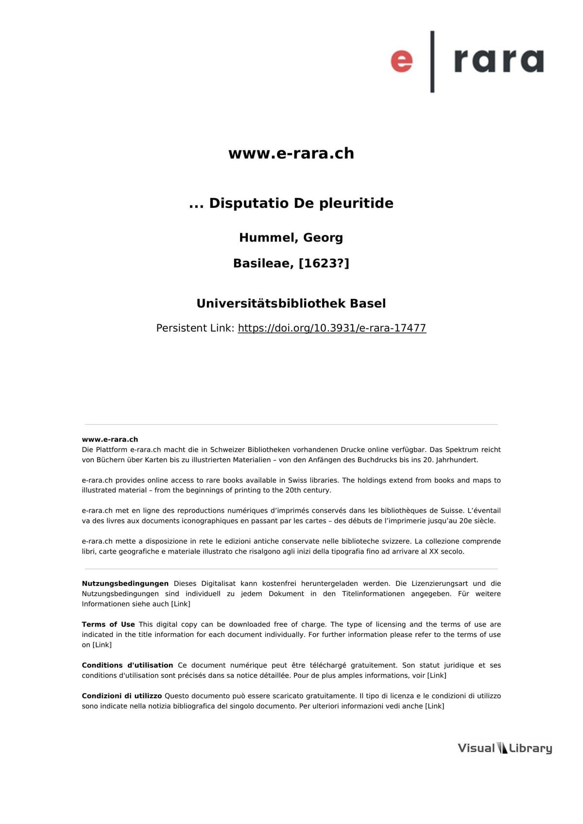 ... Disputatio De pleuritide