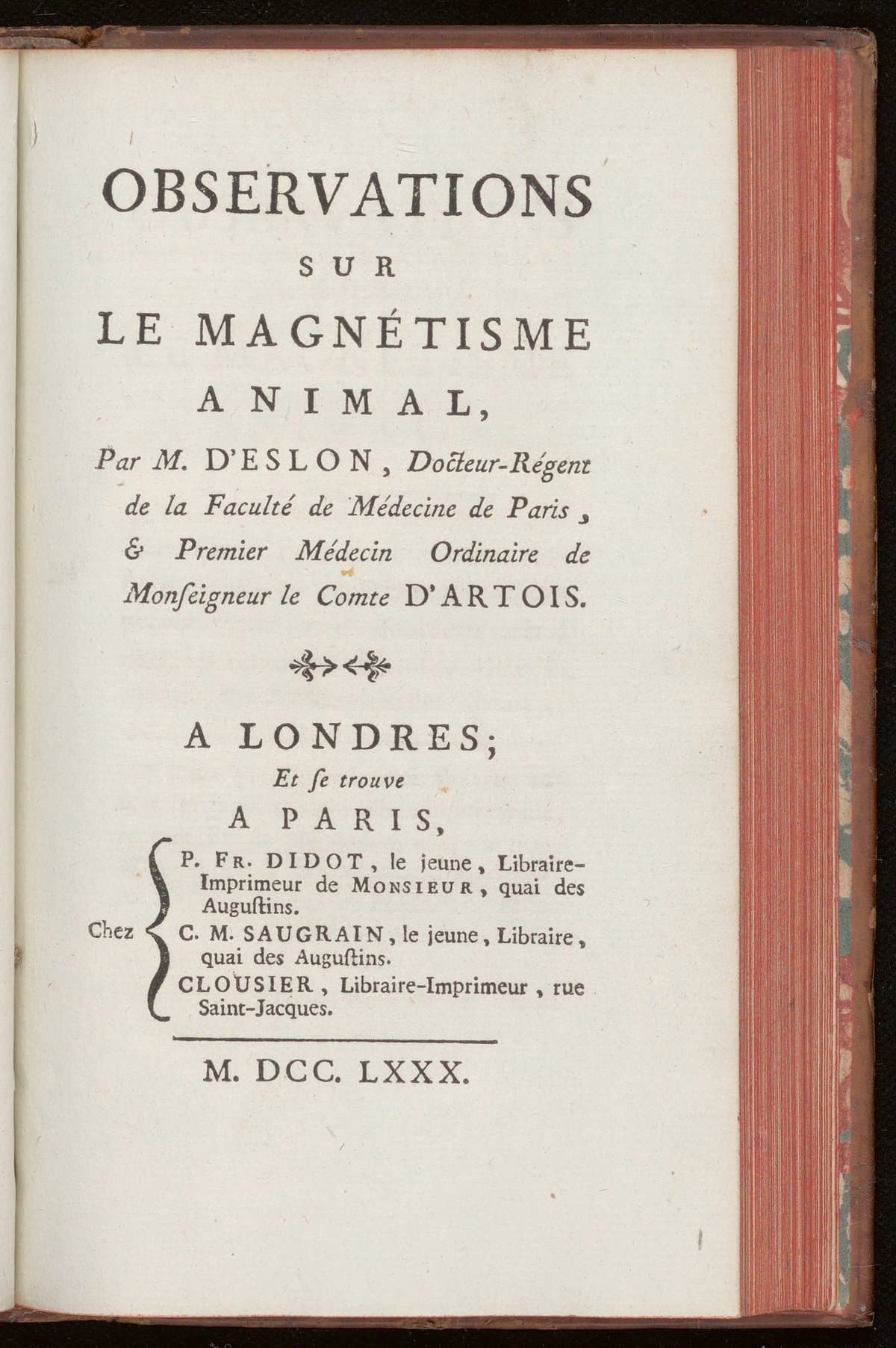 Observations sur le magnétisme animal