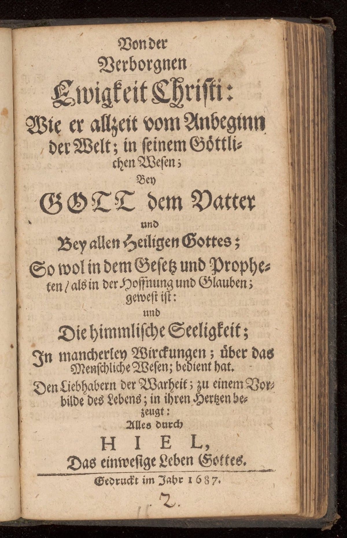 Von der verborgnen Ewigkeit Christi