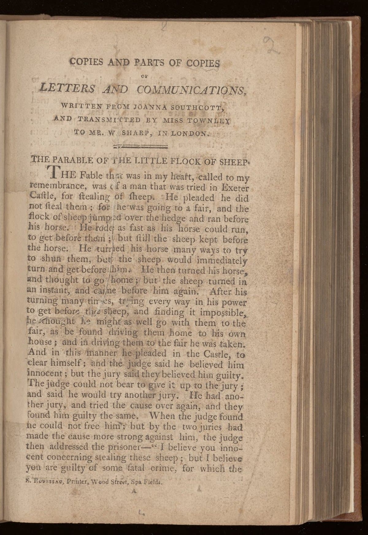 Copies and parts of copies of letters and communications