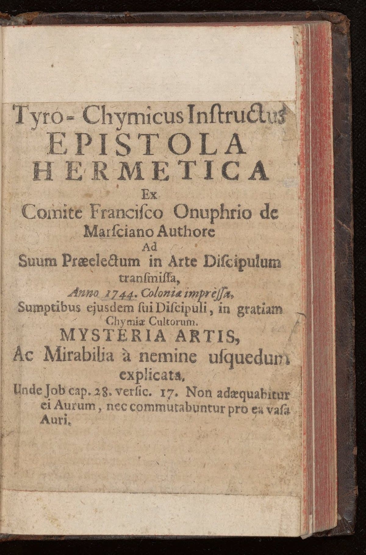 Tyro-chymicus instructus epistola hermetica