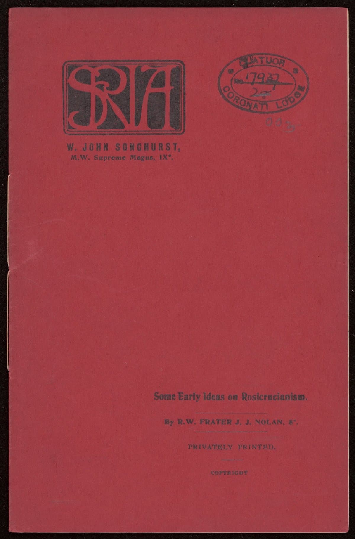 Some early ideas on Rosicrucianism