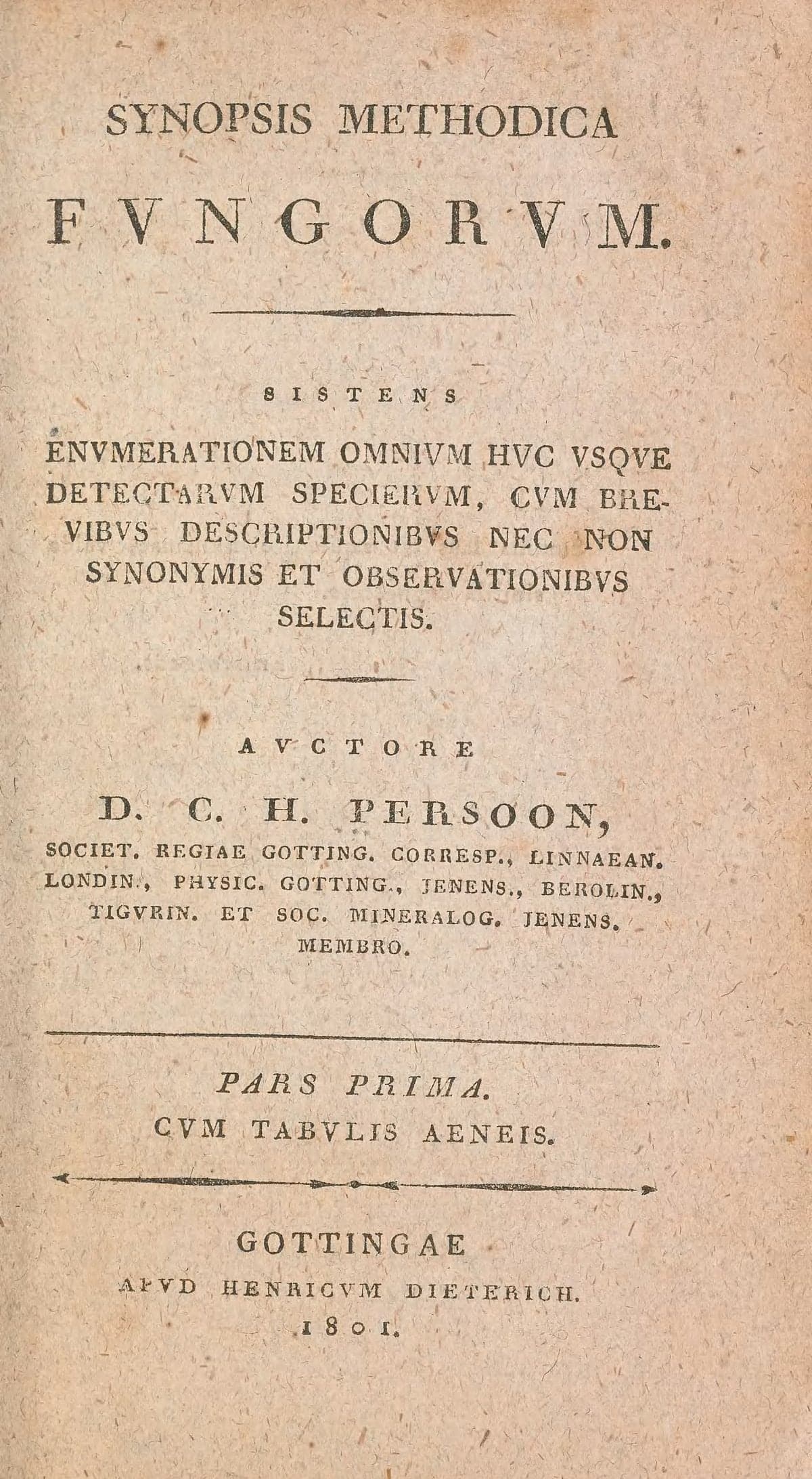 Methodical Synopsis of Fungi