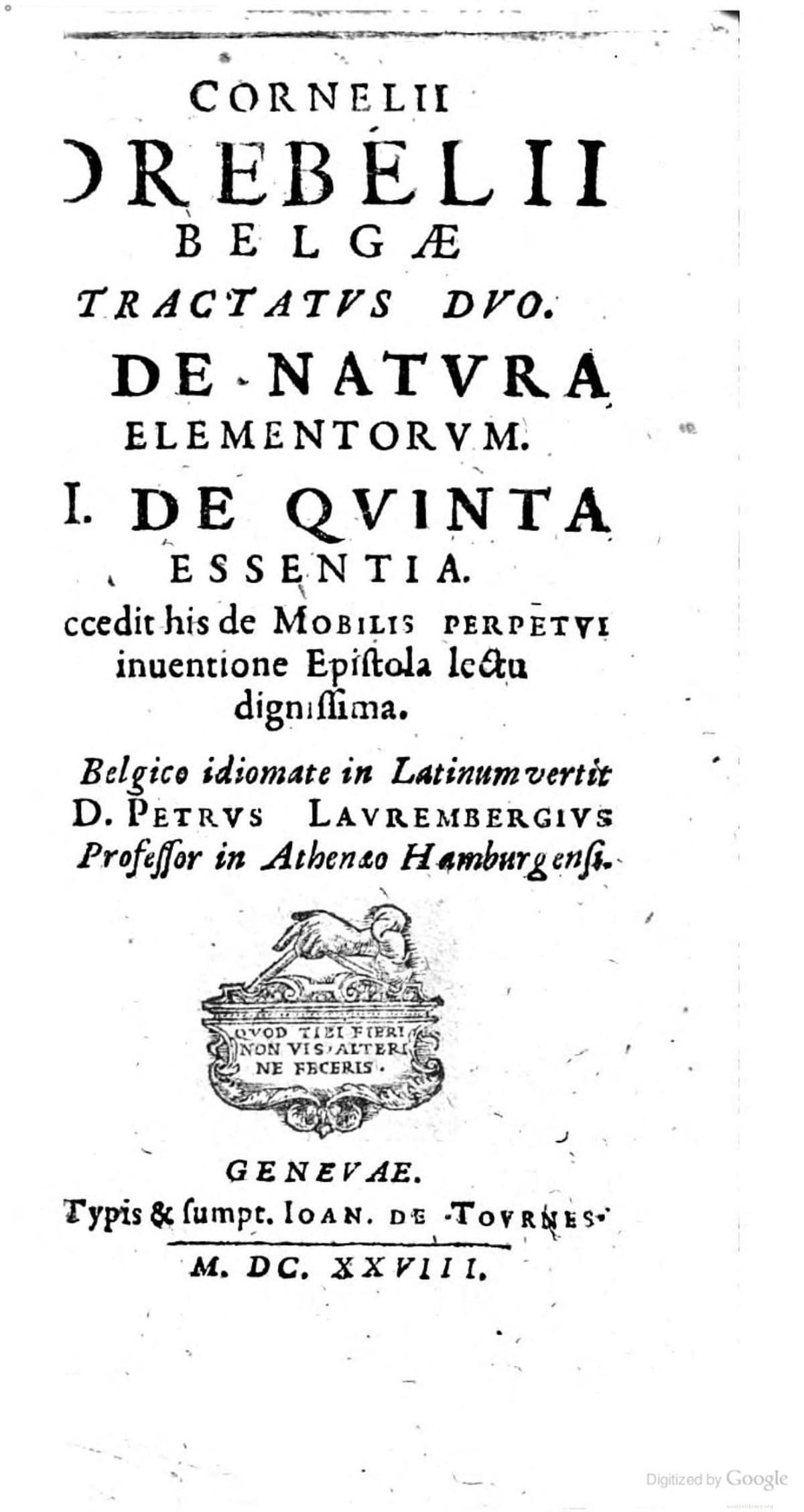 Two Treatises on the Nature of the Elements and the Fifth Essence