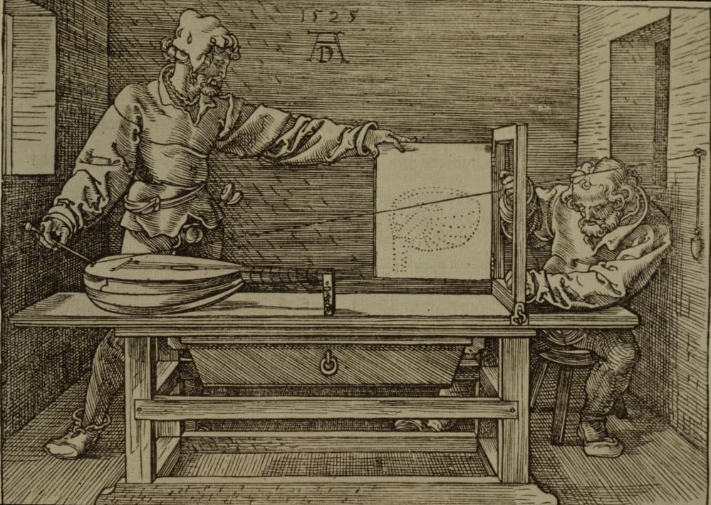 Man Drawing a Lute
