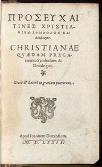 "Proseuchai tines christianikai, symbolon kai dekalogos" : = Christianae quaedam precationes, symbolum et decalogus : Graece et Latine in gratiam puerorum