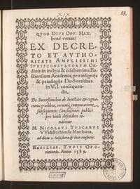 Quod Deus Opt. Max. bene vertat: Ex decreto et authoritate amplissimi Iurisconsultorum Ordinis in inclyta &amp; celeberrima Basiliensium Academia, pro insigniis &amp; privilegiis Doctoralibus in U.I. consequendis,  De Successionibus ab Intestato &amp; cognationis gradibus, eorumque computatione, subsequentes Conclusiones