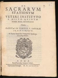 De sacrarum stationum veteri instituto a Xisto Quinto pont. max. revocato oratio habita in templo S. Sabinae in die Cinerum