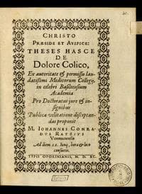 Christo praeside et auspice: Theses hasce de Dolore Colico