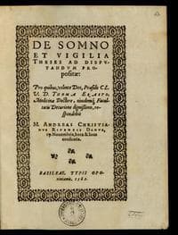 De somno et vigilia theses ad disputandum propositae