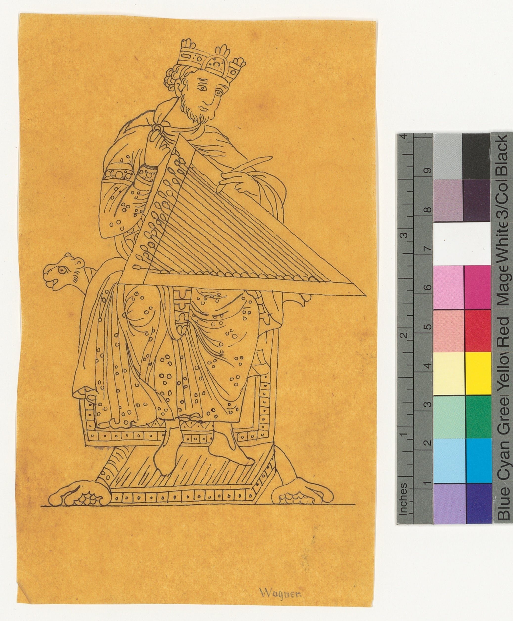 [König David mit Zither beim Dichten der Psalme]