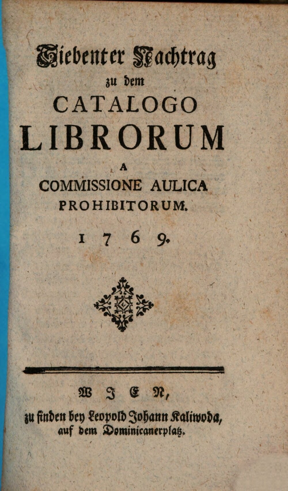 Supplement to the Catalogue of Books Prohibited by the Aulic Commission