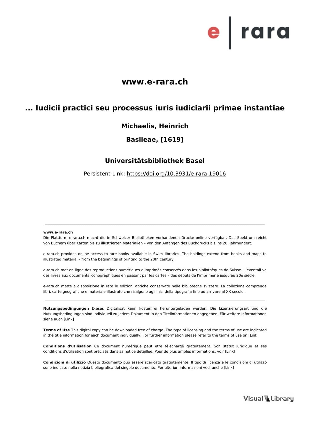 ... Iudicii practici seu processus iuris iudiciarii primae instantiae