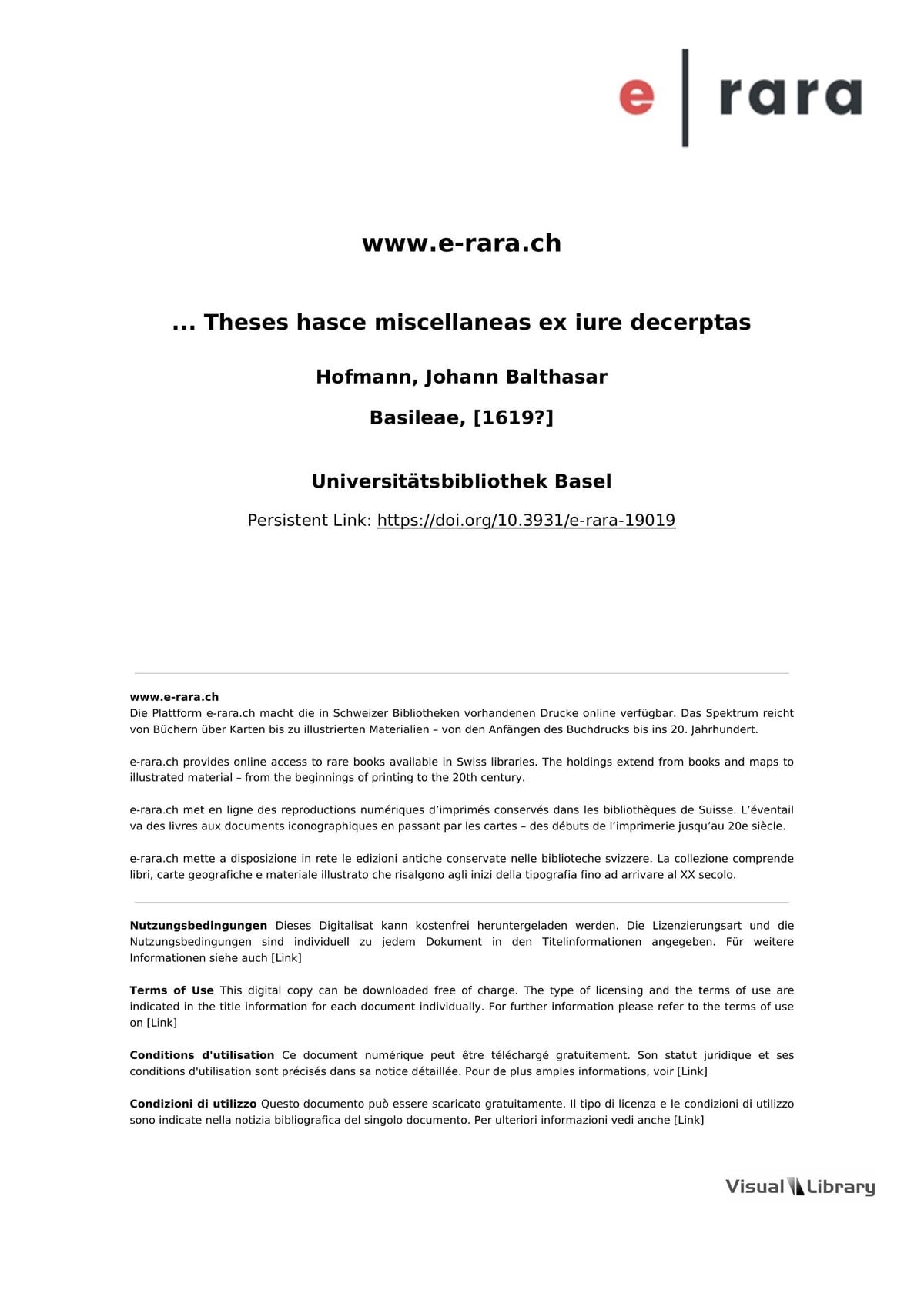 ... Theses hasce miscellaneas ex iure decerptas