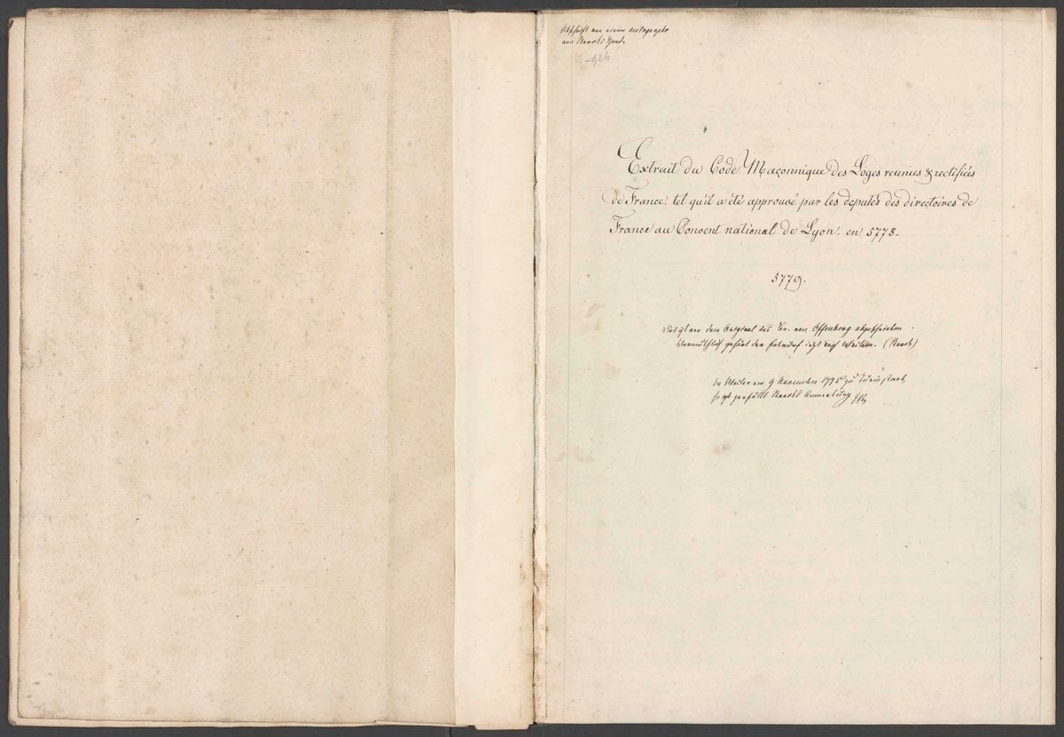 Extract from the Masonic Code of the United and Rectified Lodges of France