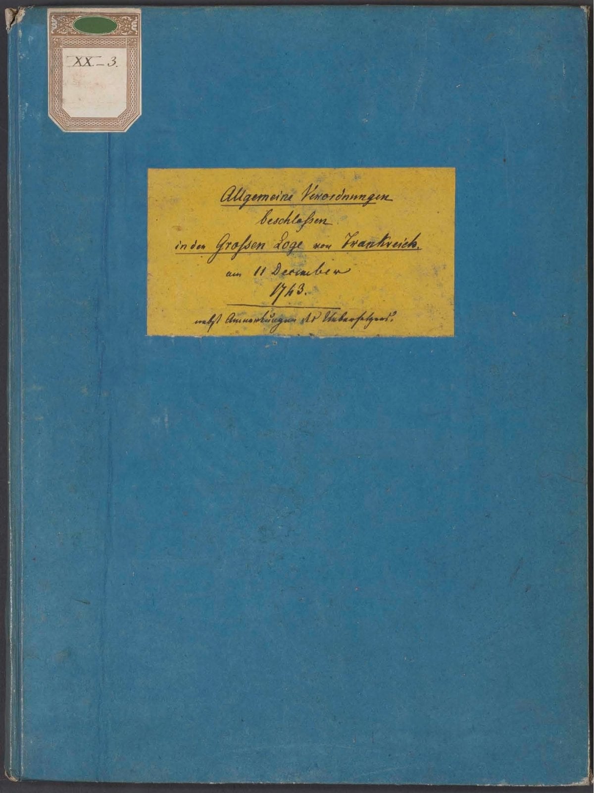 General Regulations for the Lodges in France (1743)