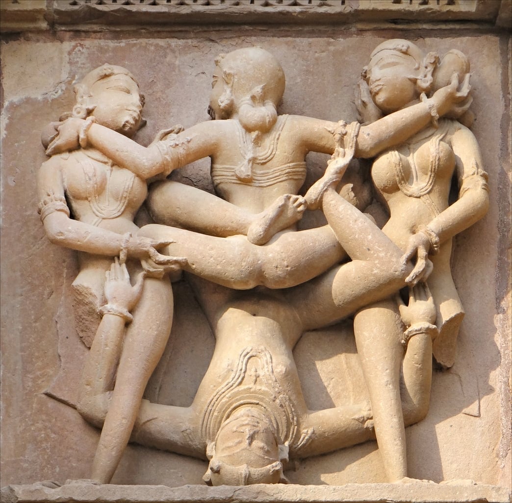 1 Erotic Kama statues of Khajuraho Hindu Temple Kandariya Mahadeva Khajurâho India 2013