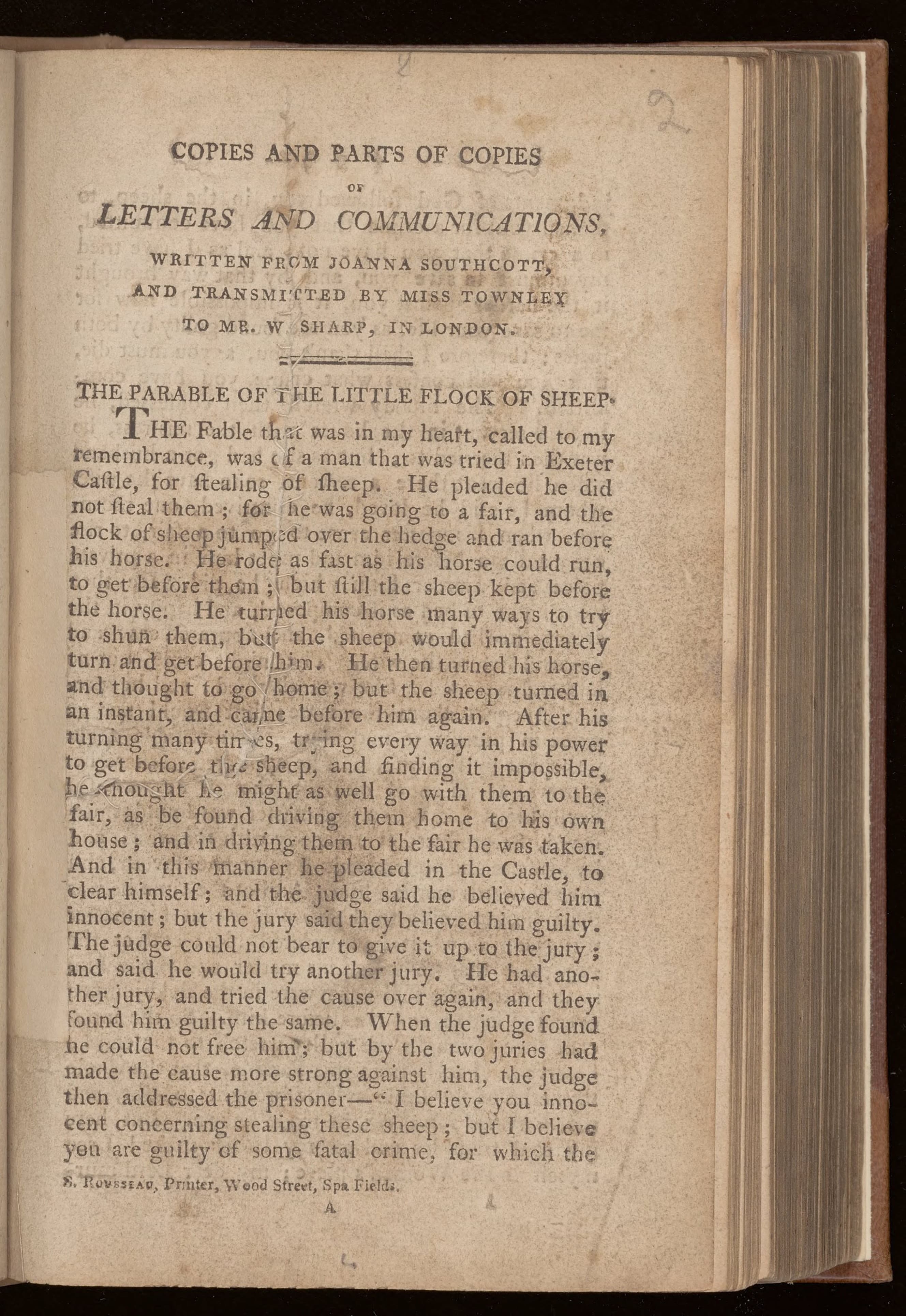 Copies and parts of copies of letters and communications