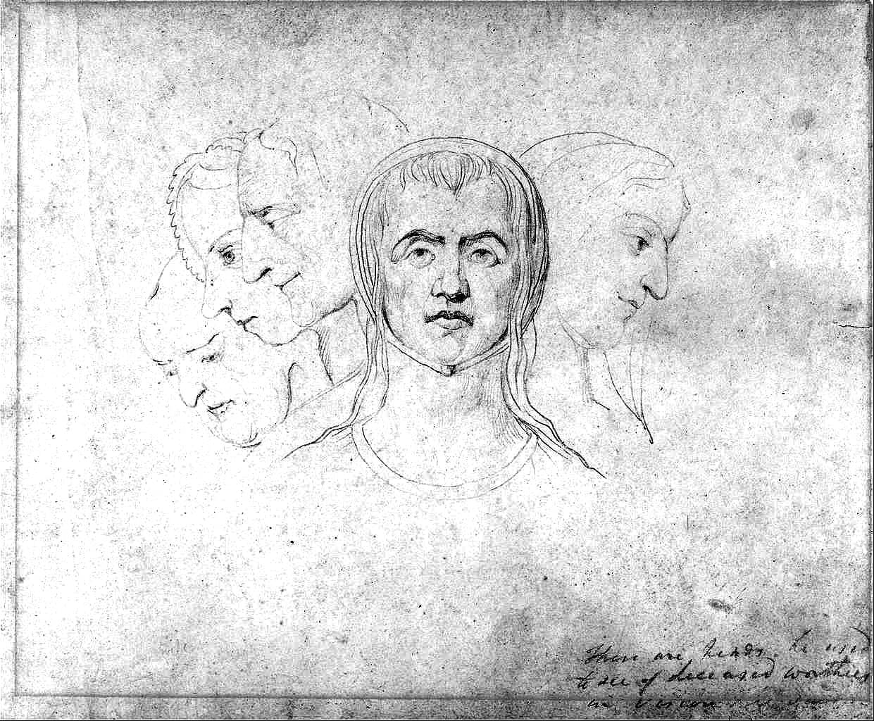 Five Visionary Heads (Heads of Women) 270x324mm Yale Center for British Art