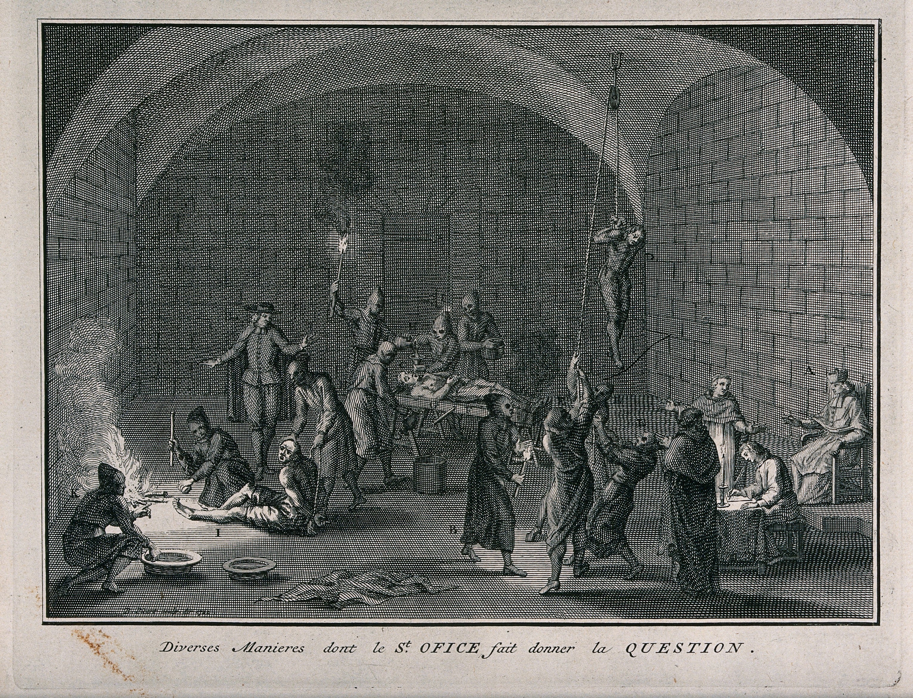 A torture chamber of the Spanish Inquisition with with suspe