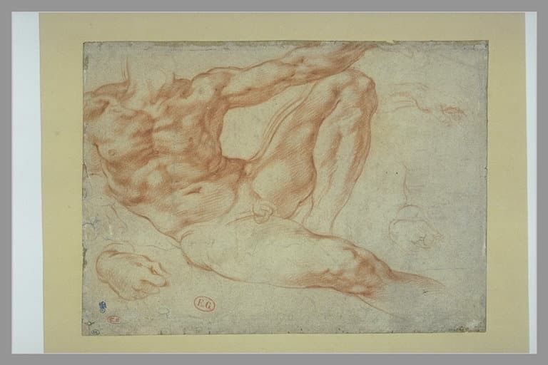 Attribué à BUONARROTI Michelangelo - Figure d'Adam à la Chapelle Sixtine, RF 28961, Recto